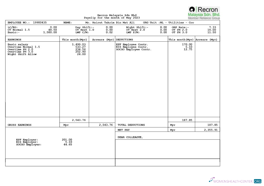 Download Recron Malaysia payslip template in Word and PDF formats.pdf, 1 Photoshop template